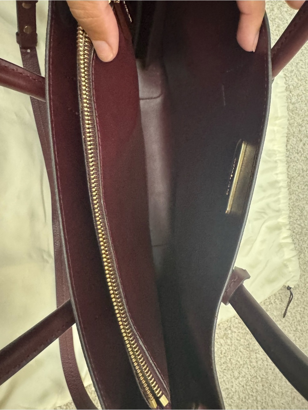 Michael Kors Burgundy Leather Satchel with Gold Hardware - Picture 2 of 5